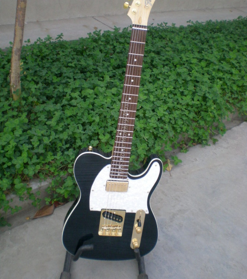 Factory Customized  6 Strings Navy Blue Electric Guitar with Flame Maple Veneer Rosewood Fretboard Customizable 190#