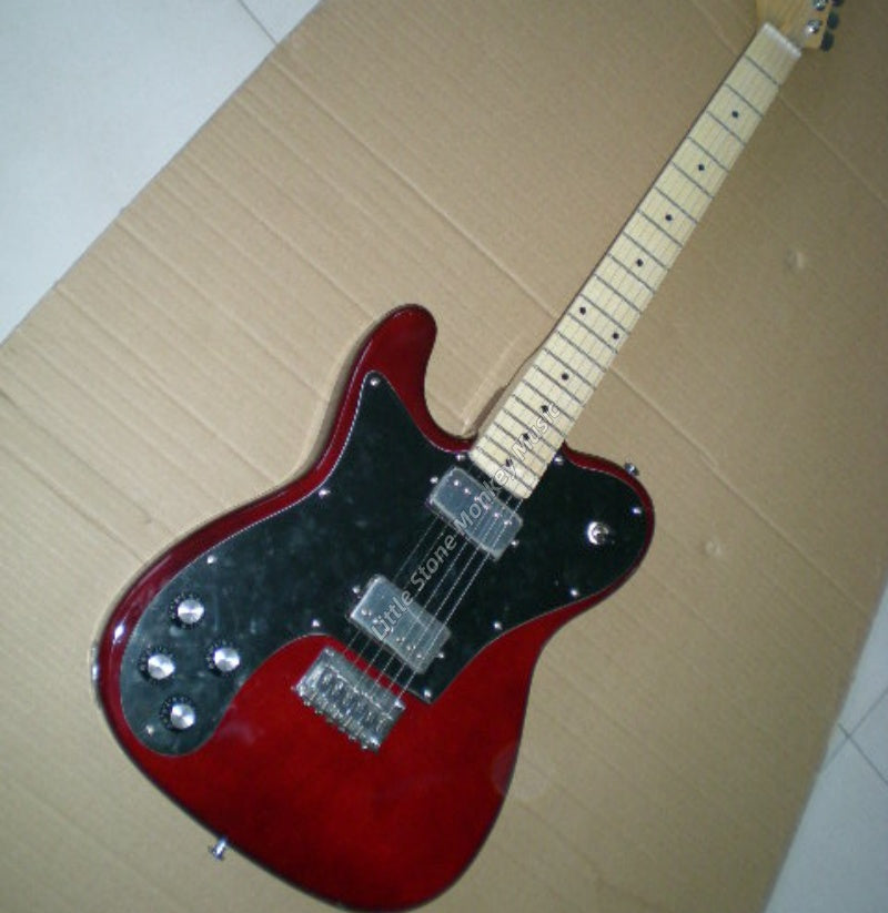 Factory Customized  6 Strings Navy  Electric Guitar with Tele Electric Guitar Wine Red Color Maple Fretboard Double Binding 22 Frets  194#