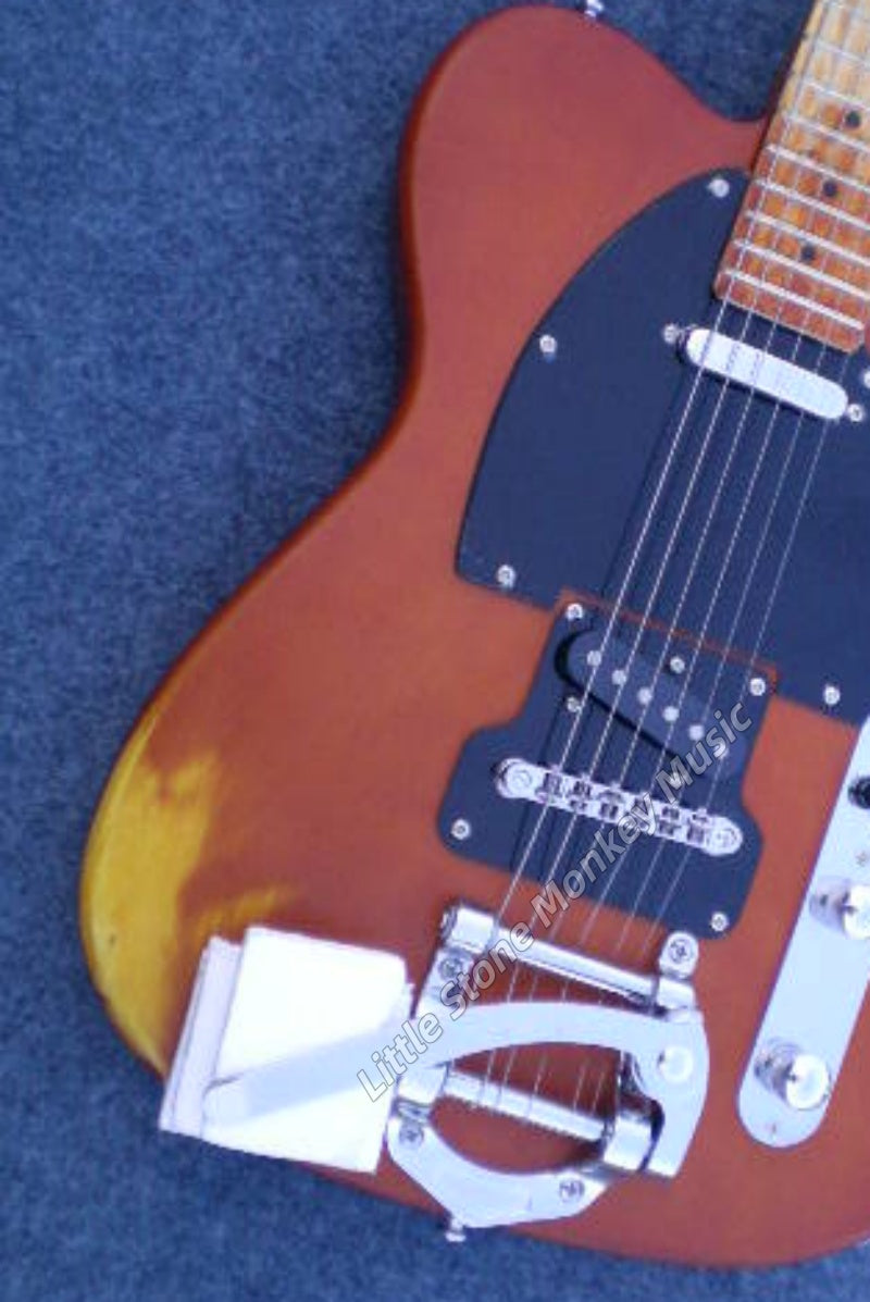 Factory Customized  Navy  Electric Guitar with Tele Electric Guitarop orange Color195#