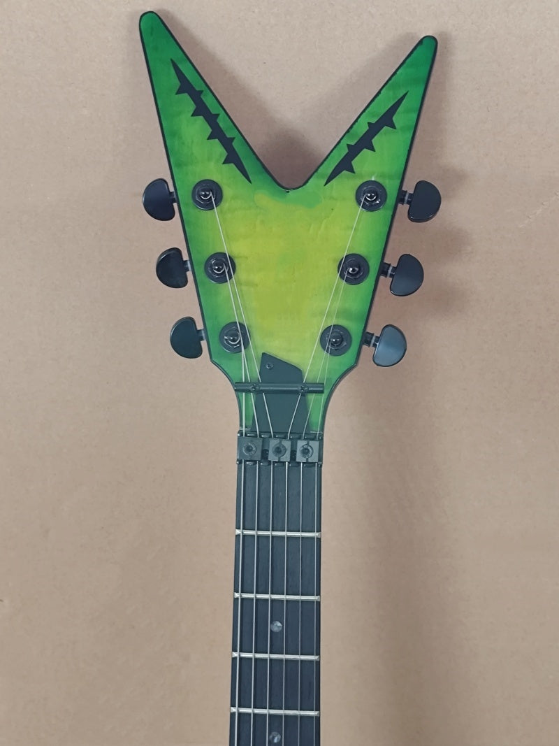 Custom Design Forked Guitar Slime Electric Guitar Cannabis green and red color CP 6 string Lightning Dea Z6#