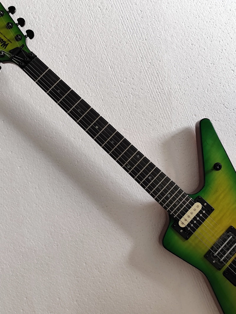 Custom Design Forked Guitar Slime Electric Guitar Cannabis green and red color CP 6 string Lightning Dea Z6#