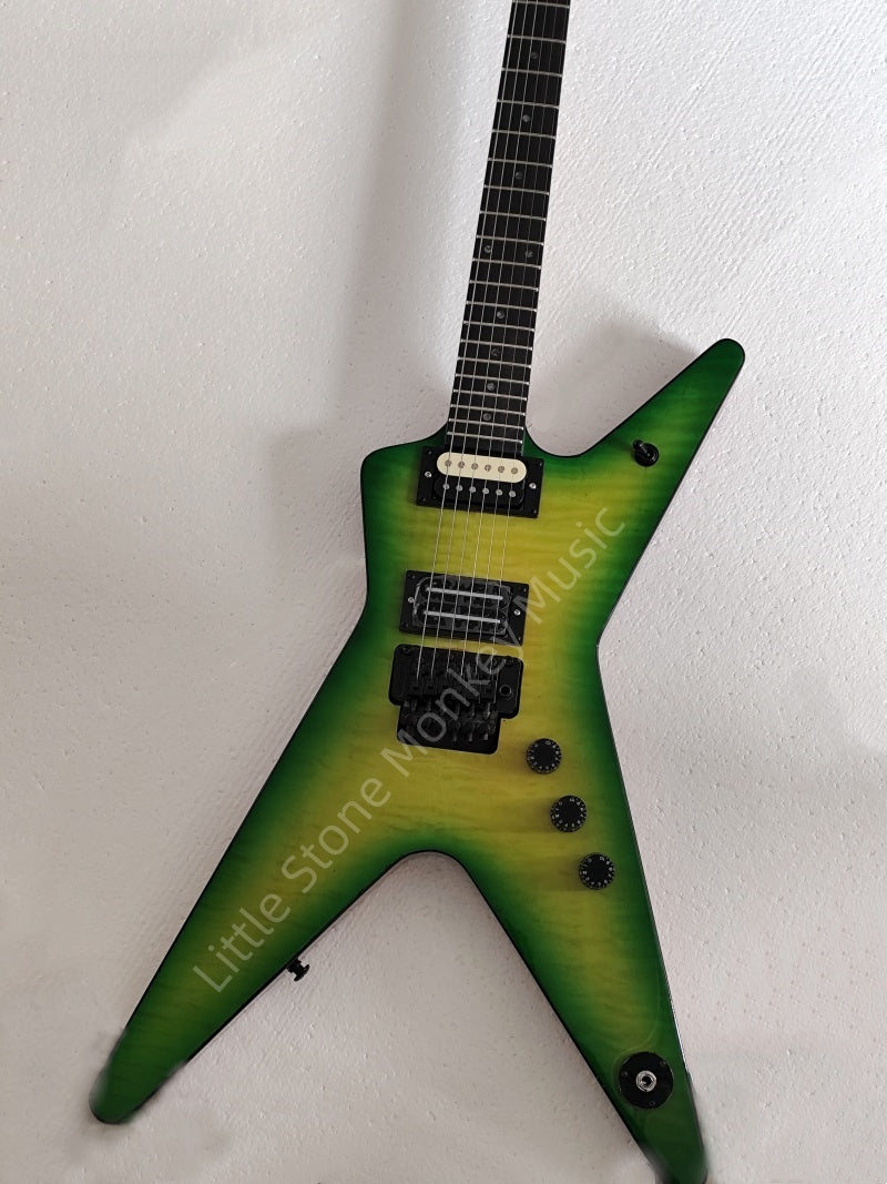 Custom Design Forked Guitar Slime Electric Guitar Cannabis green and red color CP 6 string Lightning Dea Z6#
