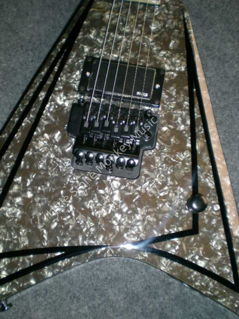 Ebony Body Pearl Panel Electric Guitar