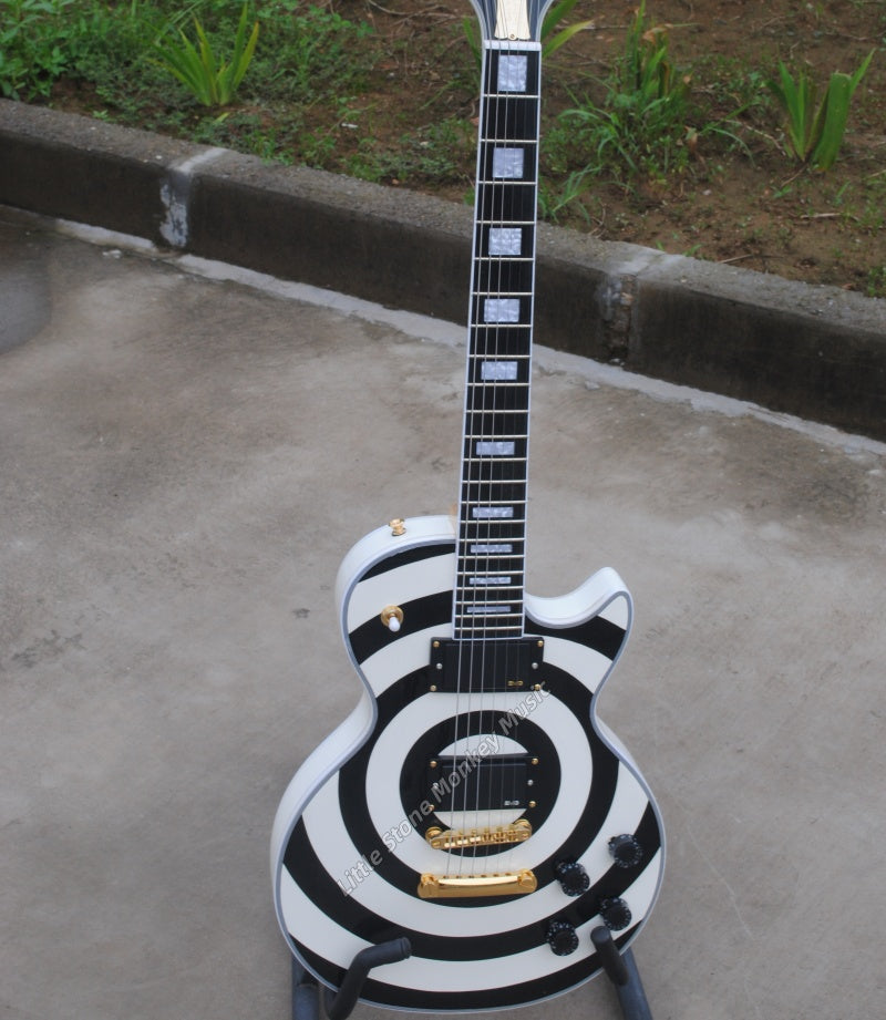 Factory Customized    Electric Guitar with Vintage Vintage Red and white circles black and white circles  Electric Guitarop380 381#