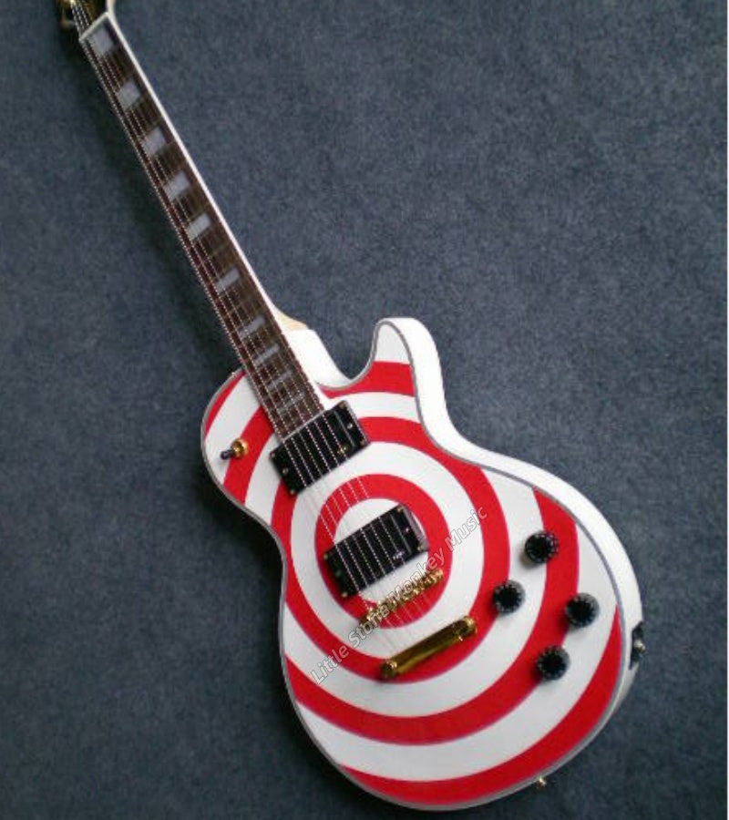 Factory Customized    Electric Guitar with Vintage Vintage Red and white circles black and white circles  Electric Guitarop380 381#