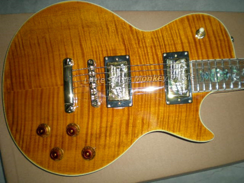 Solid Body Electric Guitar 6-String Right-Handed Mahogany Sunburst with Abalone Binding Top and Automatic Bridge 408
