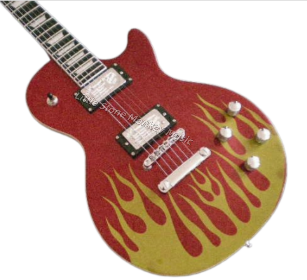 Custom  Electric Guitar Upgraded Slash Appetite Burst Electric Guitar  Flames White  body -One413