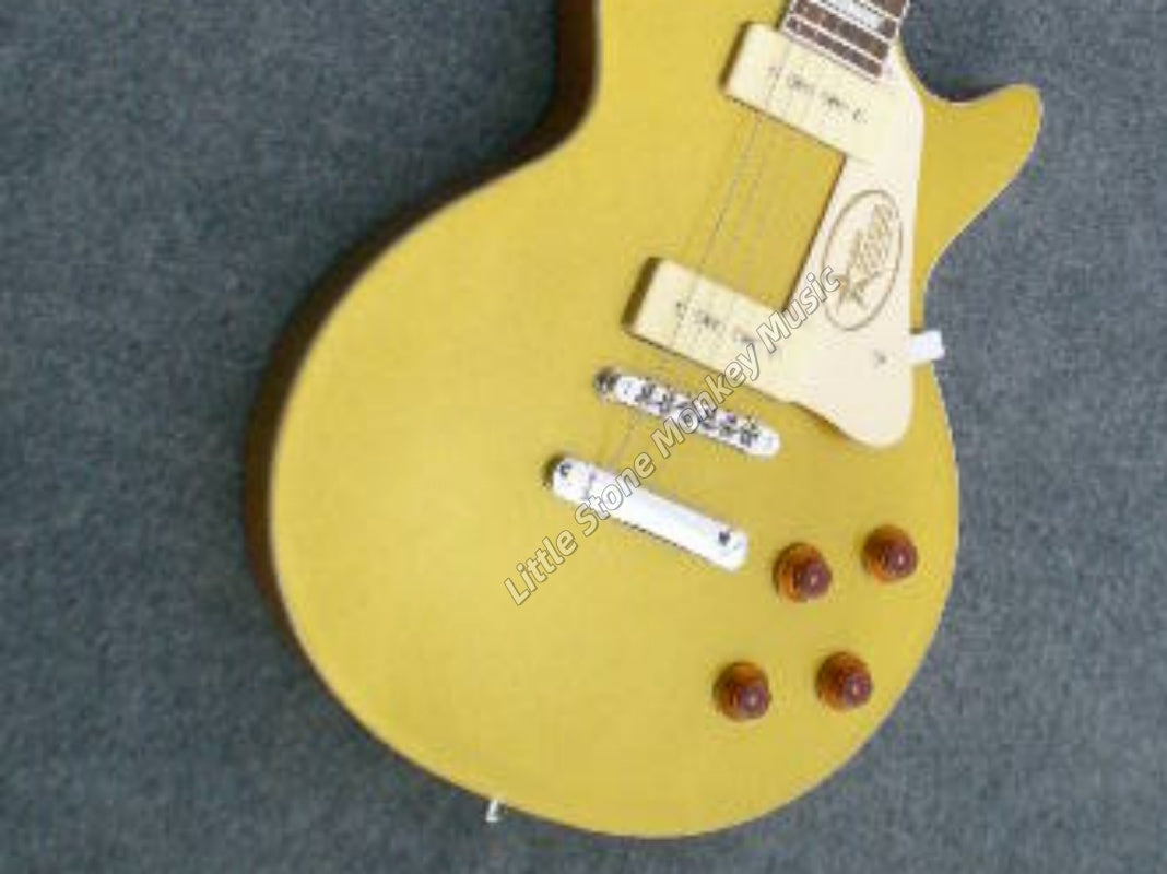 Left-Handed Electric Guitar with Solid Mahogany Body and Gold Silver Powder Finish, 6 Strings421