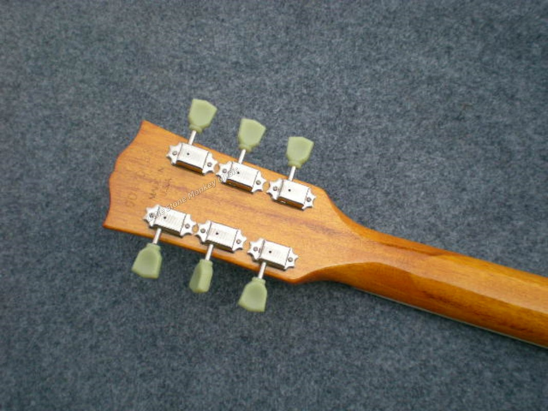 Left-Handed Electric Guitar with Solid Mahogany Body and Gold Silver Powder Finish, 6 Strings421