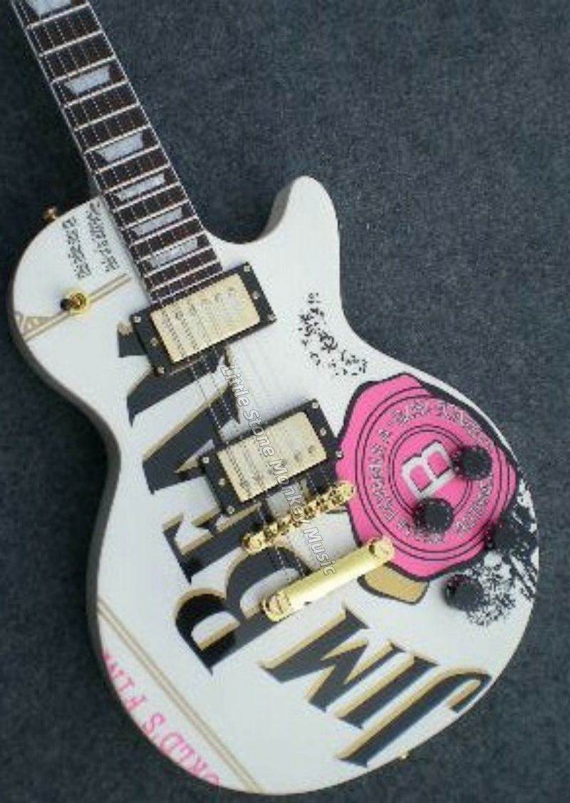 Floyd Rose Electric Guitar: Standard Style, White Body with Pink Rose Decal, OEM Quality425
