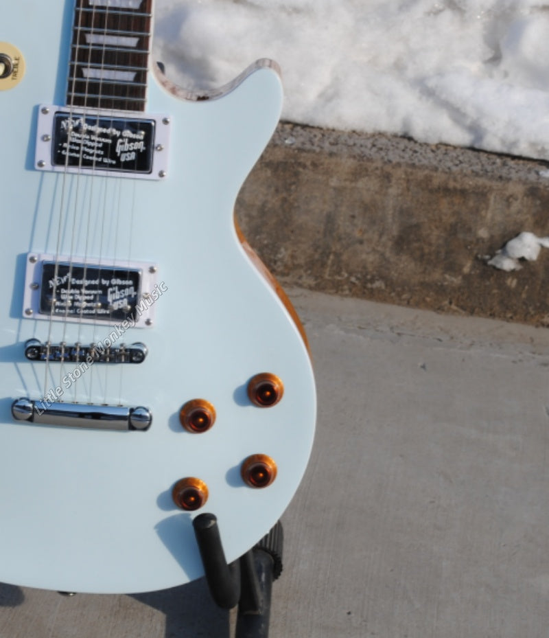 Custom LP Electric Guitar Alpine White  Red Knob426
