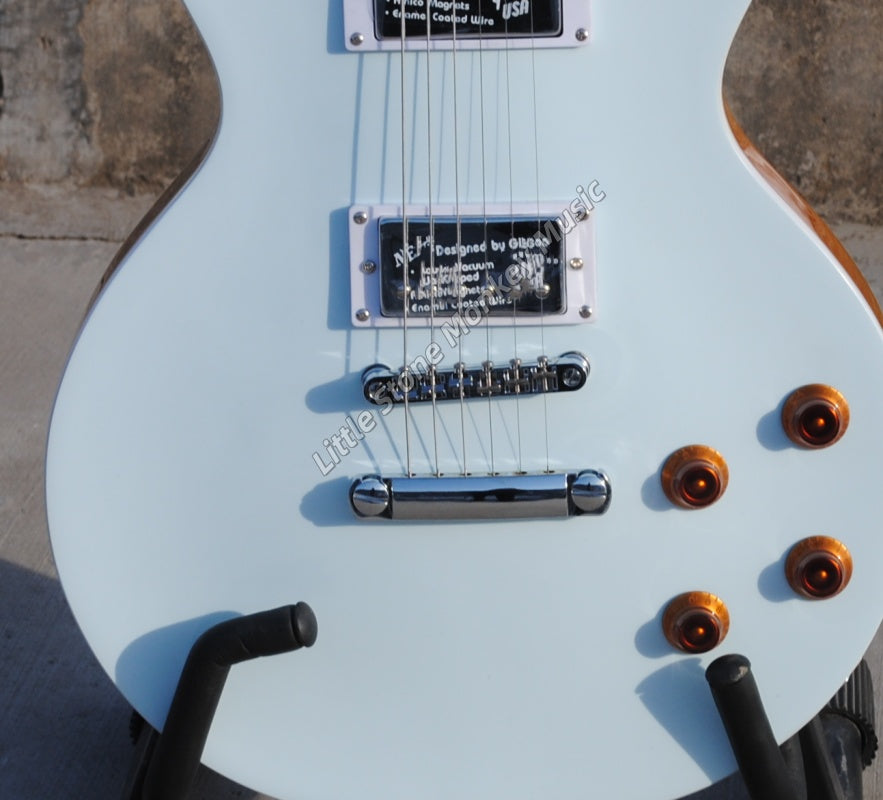 Custom LP Electric Guitar Alpine White  Red Knob426