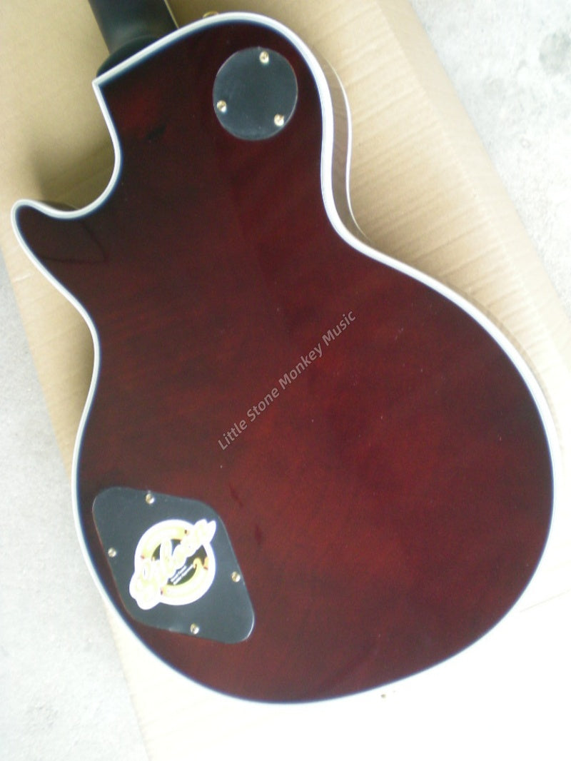 New Custom High Quality Electric Guitars Electric guitar with brown yellow tiger pattern maple top and gold hardware with tone-pro bridge Sunburst445