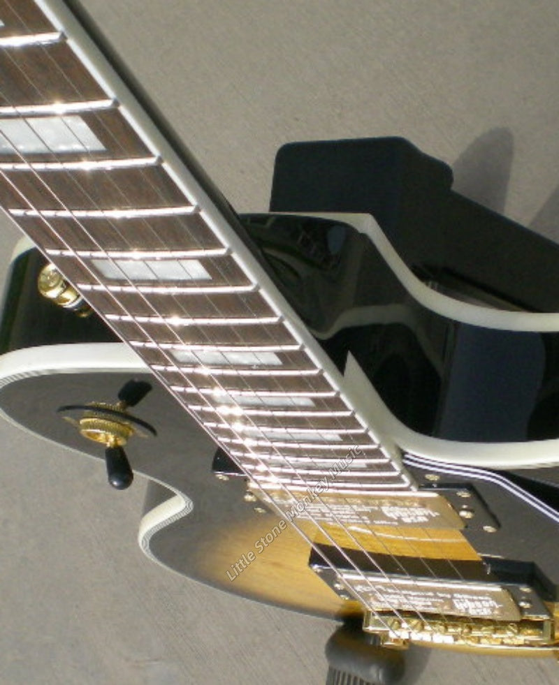 Electric Guitar Solid Body Mahogany with Flame Maple Top and Pink Wood Fingerboard, Sunburst, Right-Handed, 6 Strings