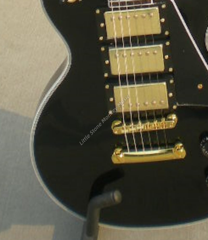 Factory Customized 6 String Electric Guitar We Can Customize Various Styles Black Gold Hardware  LP Custom Type Electric Guitar MOD 458