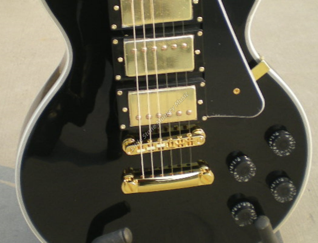 Factory Customized 6 String Electric Guitar We Can Customize Various Styles Black Gold Hardware  LP Custom Type Electric Guitar MOD 458