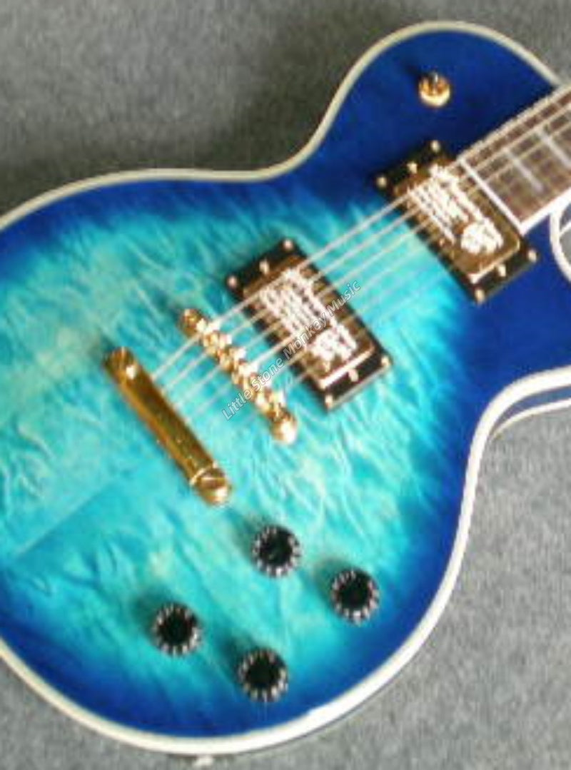 Factory Customized  Electric Guitar  Customize Various StylesBlue Sunburst LP Electric Guitar: Custom Left Hand HH Pickups 6 String No Case 466