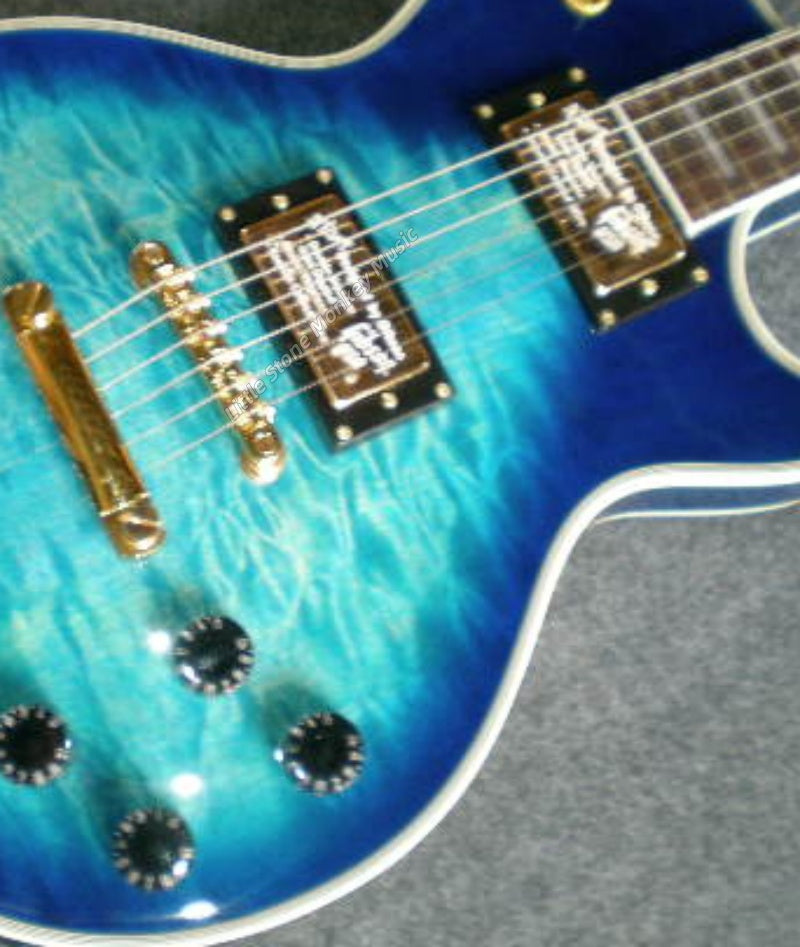 Factory Customized  Electric Guitar  Customize Various StylesBlue Sunburst LP Electric Guitar: Custom Left Hand HH Pickups 6 String No Case 466