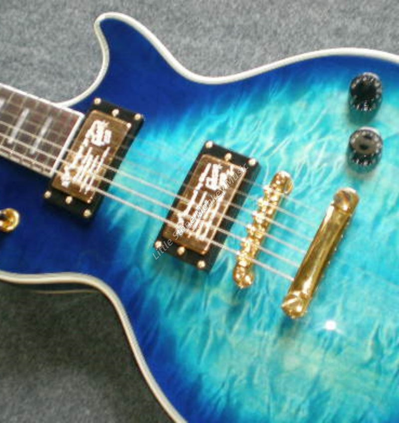 Factory Customized  Electric Guitar  Customize Various StylesBlue Sunburst LP Electric Guitar: Custom Left Hand HH Pickups 6 String No Case 466