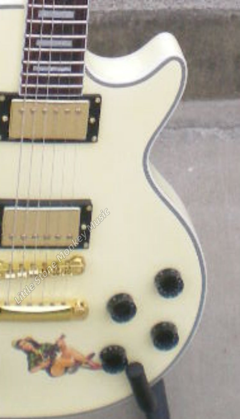 High Quality  Electric Guitar Factory Customized Electric Guitar CustomCustom LP Style Electric Guitar Cream Yellow Mahogany Body Alnico484