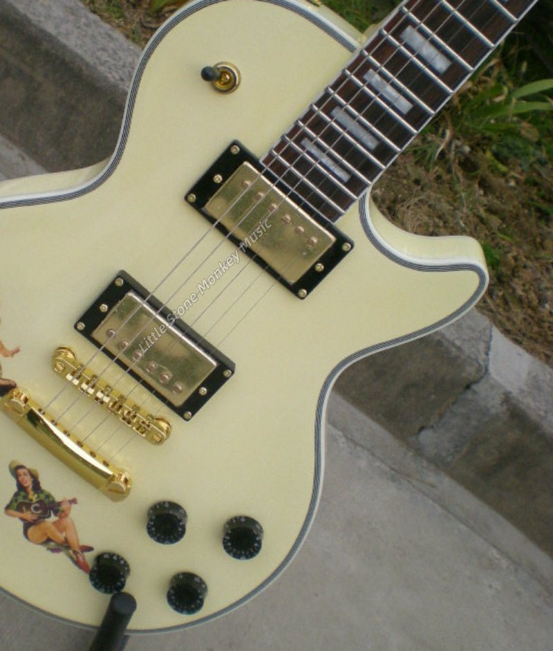 High Quality  Electric Guitar Factory Customized Electric Guitar CustomCustom LP Style Electric Guitar Cream Yellow Mahogany Body Alnico484