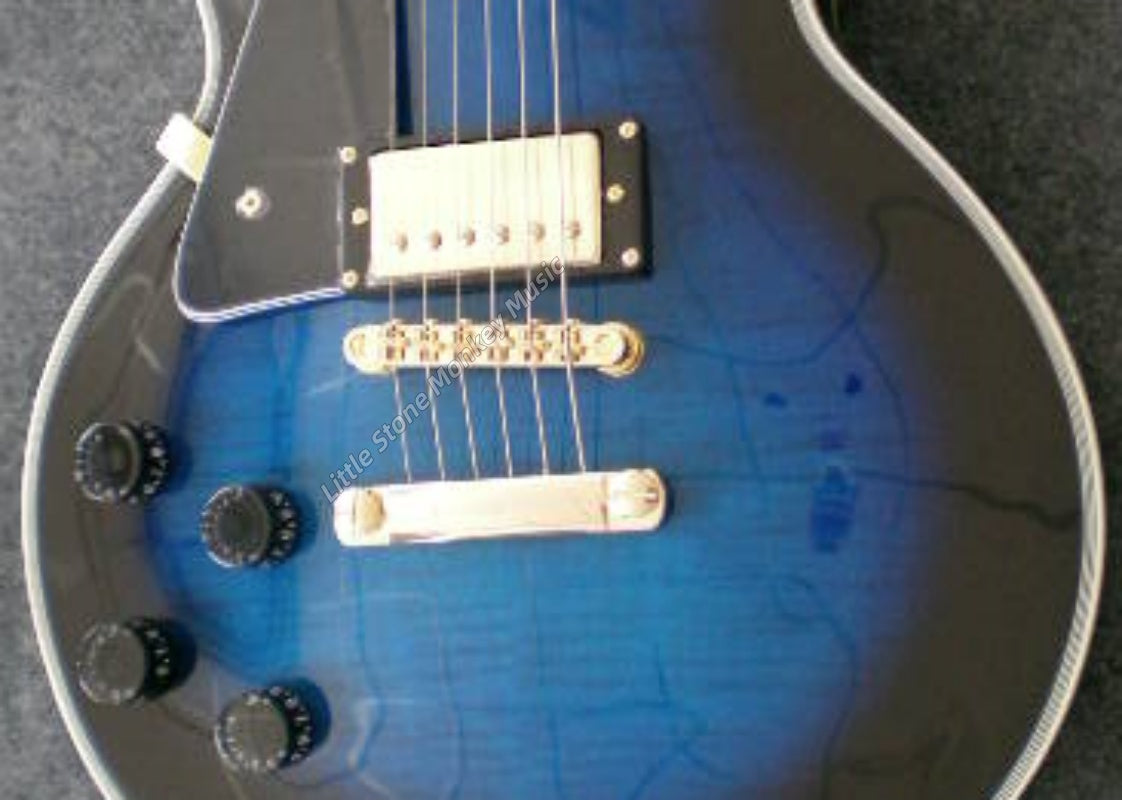 High Quality  Electric Guitar Factory Customized Electric Guitar  bule Electric Guitar Full-Hollow Body Natural Color AshwoodSingle Cut Electric Guitar – Tigerstripe Blue Maple501