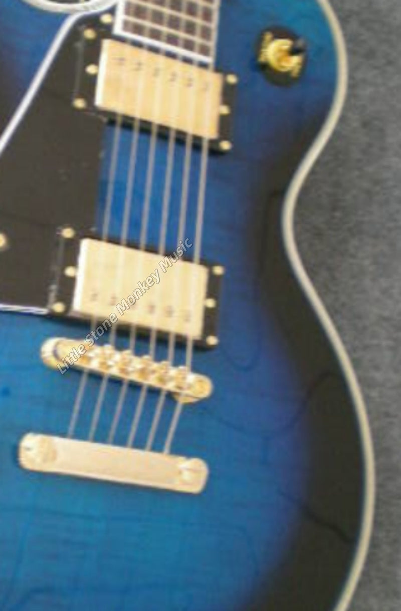 High Quality  Electric Guitar Factory Customized Electric Guitar  bule Electric Guitar Full-Hollow Body Natural Color AshwoodSingle Cut Electric Guitar – Tigerstripe Blue Maple501