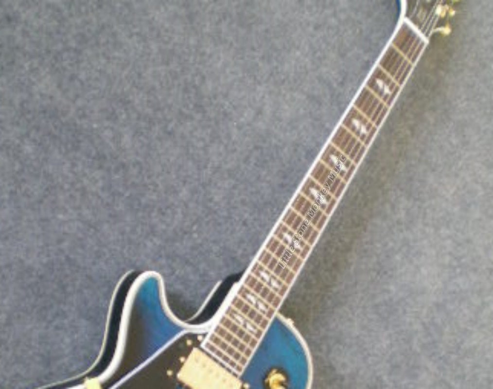 High Quality  Electric Guitar Factory Customized Electric Guitar  bule Electric Guitar Full-Hollow Body Natural Color AshwoodSingle Cut Electric Guitar – Tigerstripe Blue Maple501