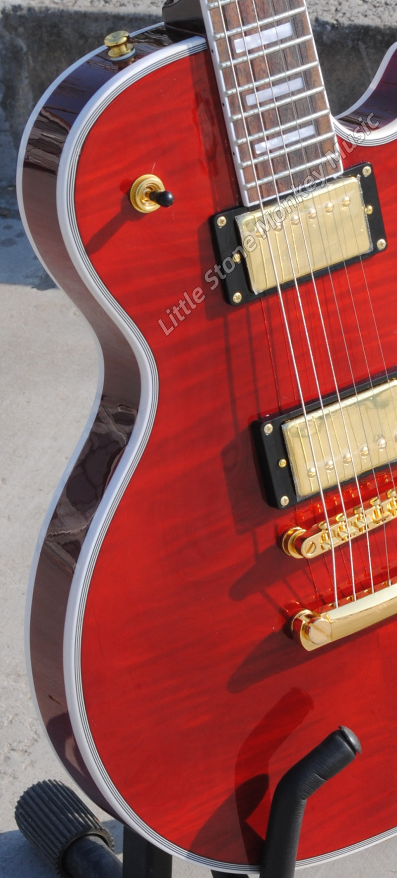 High Quality  Electric Guitar Factory Customized Electric Guitar   Custom LP Left Hand Red Flame Maple Top Electric Guitar Mahogany Body HH Pickups506