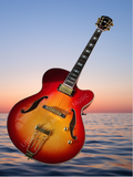 Sunburst  Semi-Hollow Body Electric Guitar Custom Chaobo Warm-toned Sunset Color Hollow Body Electric Jazz music Bass with Quilted Maple Top Gib ES 355#   Z22#