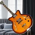 Custom  Warm-toned  Ultra-thin Sunset Color Hollow Body Electric Jazz music Bass with Quilted Maple Top Hof  CT 4 string Z4#