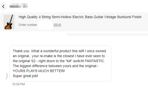 Custom 4 Strings scale length 30-1/2" Rivoli Electric Bass Sunburst Color high quality