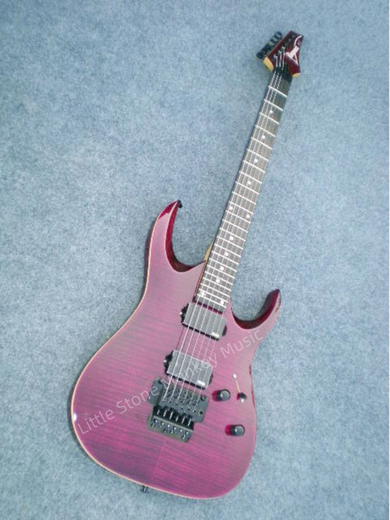 Customize Black Double Tremolo Purple Electric Guitar LSM102