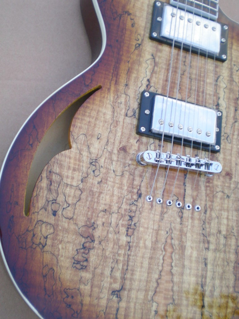 Customize Burl Veneer Electric Guitar  Semi Hollow Electric Guitar Spalted Maple Top Vintage Sunburst F Hole Archtop Gib  ES-LP Z30