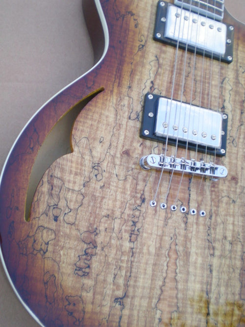 Customize Burl Veneer Electric Guitar  Semi Hollow Electric Guitar Spalted Maple Top Vintage Sunburst F Hole Archtop Gib  ES-LP Z30