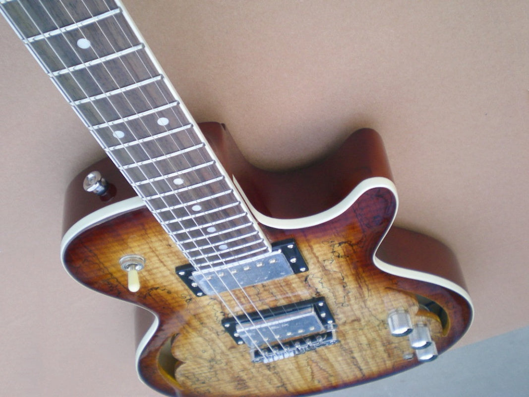 Customize Burl Veneer Electric Guitar  Semi Hollow Electric Guitar Spalted Maple Top Vintage Sunburst F Hole Archtop Gib  ES-LP Z30