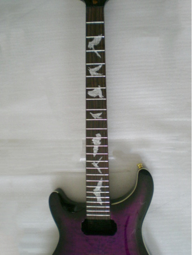 Custom PRS classic streamlined double-cutaway body, purple gradient quilted maple veneer, bird's-eye maple inlay fingerboard  PRS Z33#