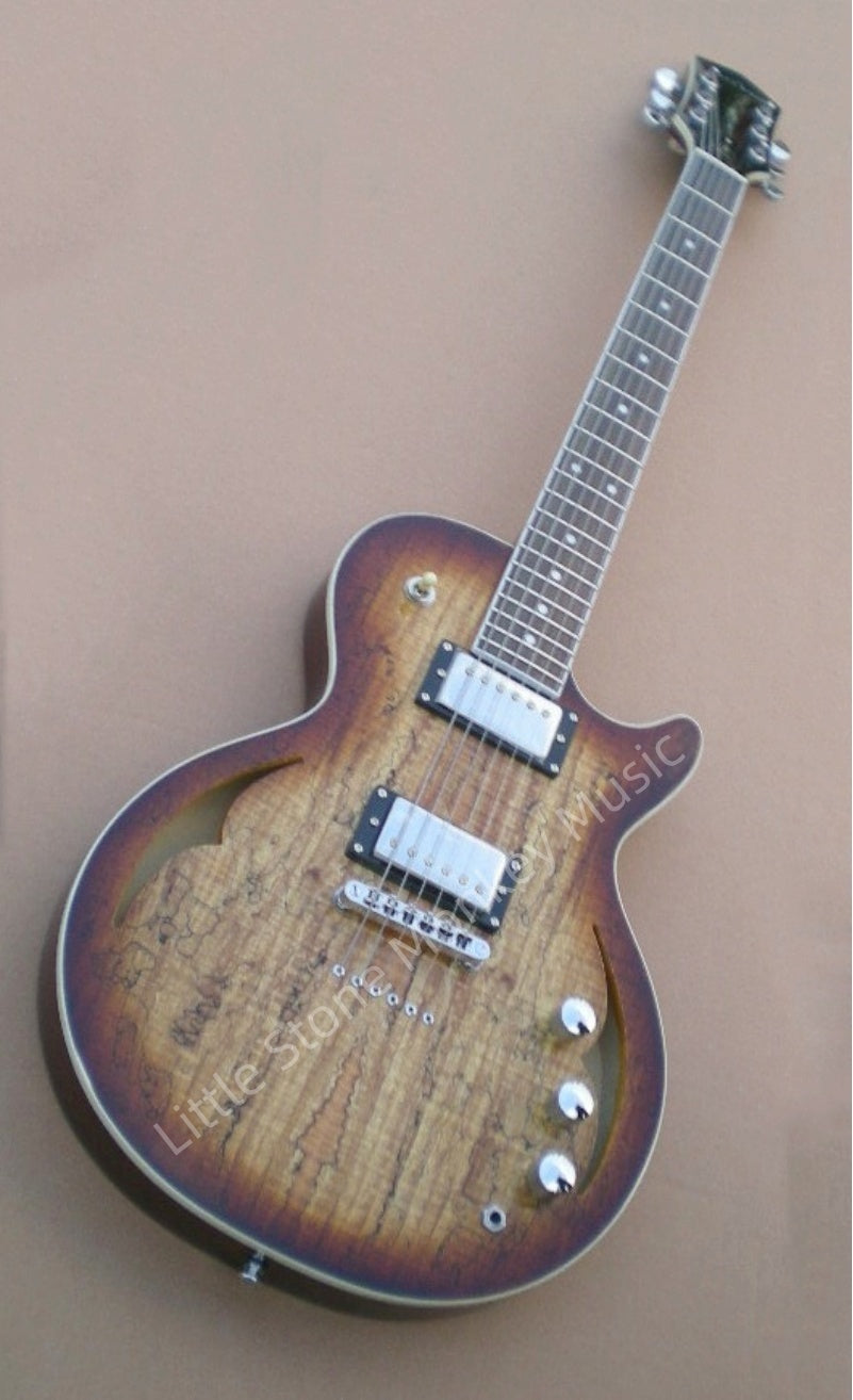Customize Burl Veneer Electric Guitar  Semi Hollow Electric Guitar Spalted Maple Top Vintage Sunburst F Hole Archtop Gib  ES-LP Z30