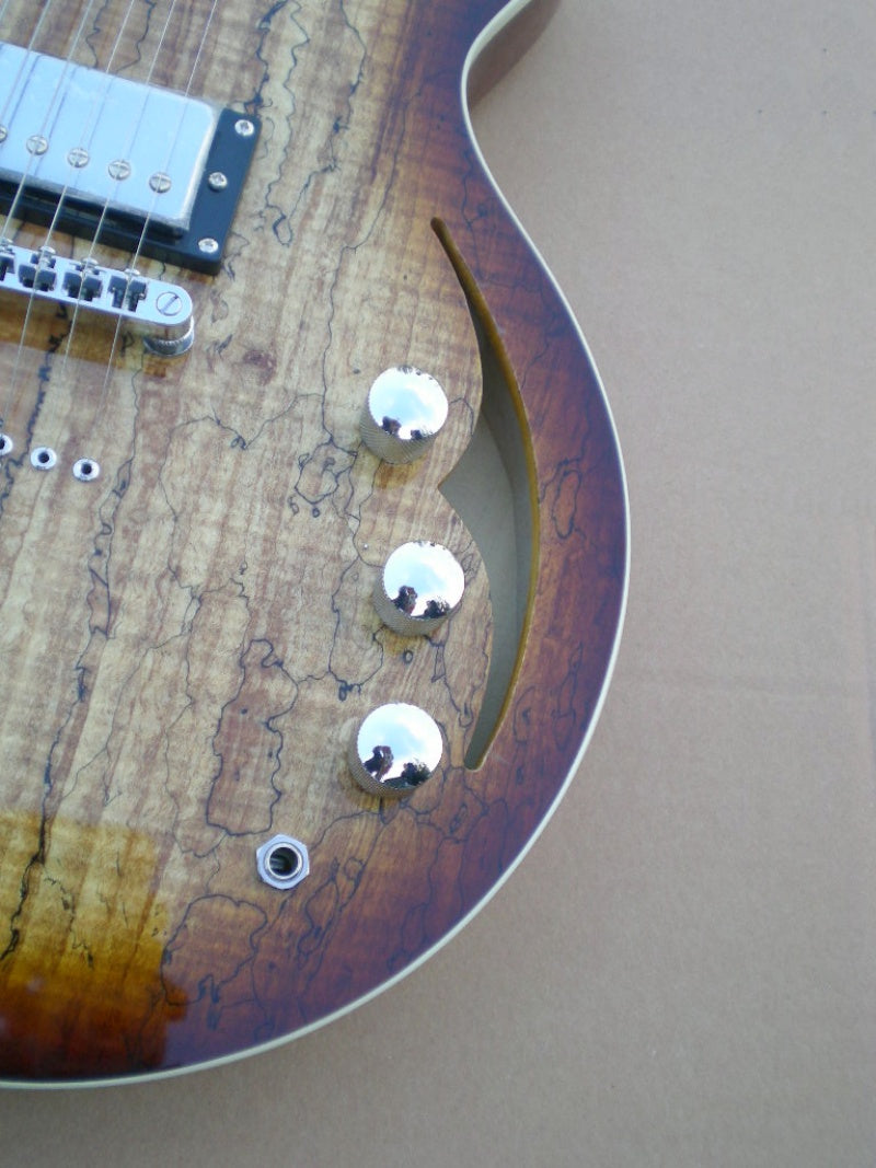 Customize Burl Veneer Electric Guitar  Semi Hollow Electric Guitar Spalted Maple Top Vintage Sunburst F Hole Archtop Gib  ES-LP Z30