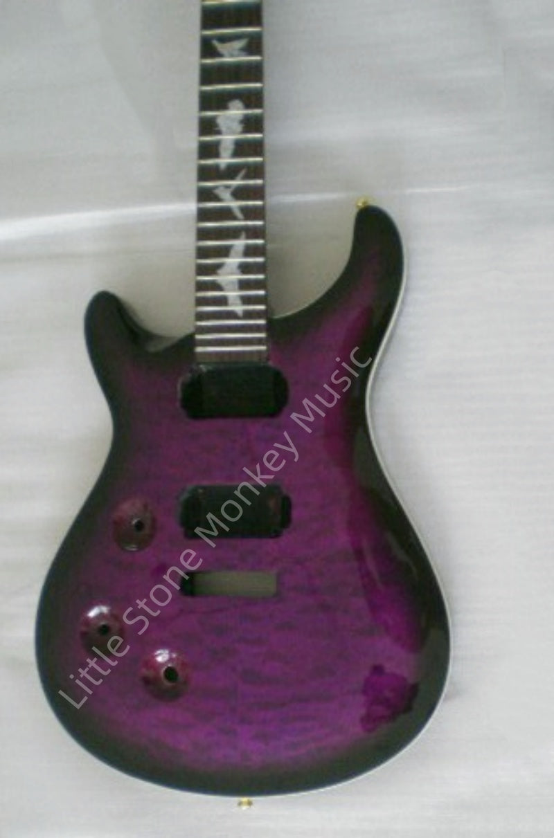 Custom PRS classic streamlined double-cutaway body, purple gradient quilted maple veneer, bird's-eye maple inlay fingerboard  PRS Z33#