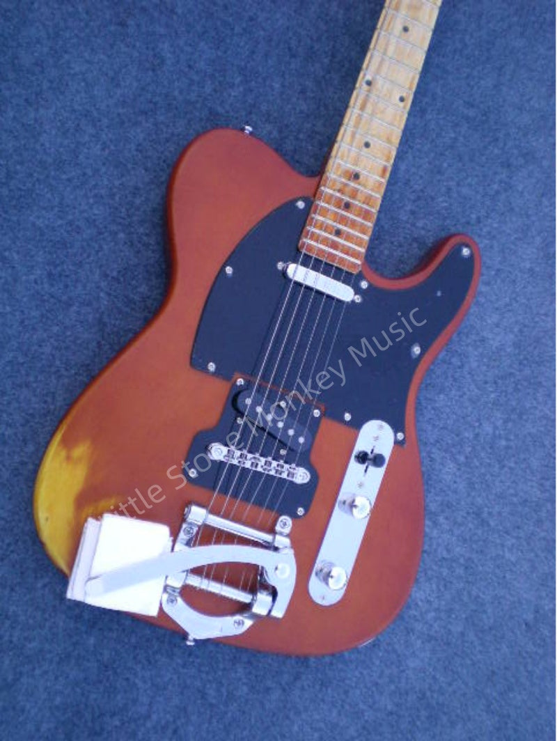 Factory Customized  Navy  Electric Guitar with Tele Electric Guitarop orange Color195#