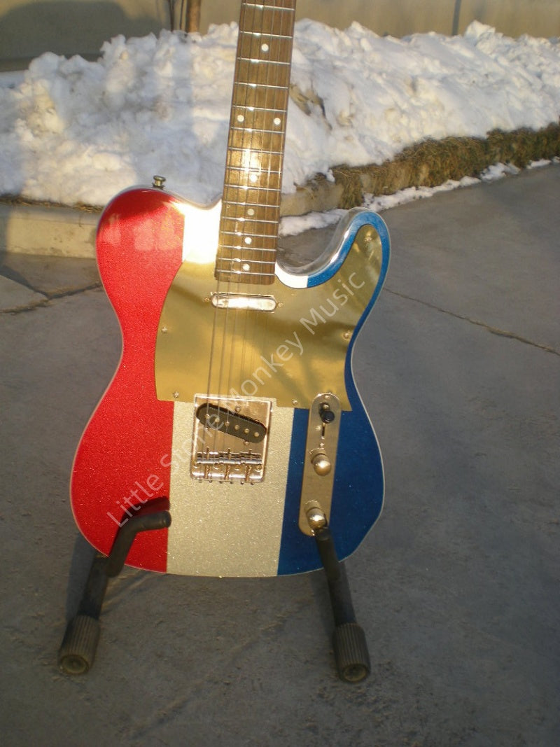 Factory Customized  Navy  Electric Guitar with blue and red and white Tele Electric Guitarop 203#