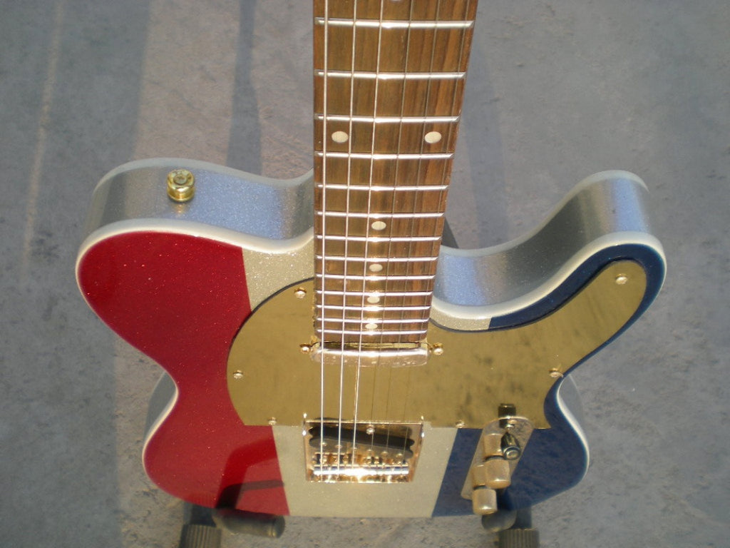 Factory Customized  Navy  Electric Guitar with blue and red and white Tele Electric Guitarop 203#