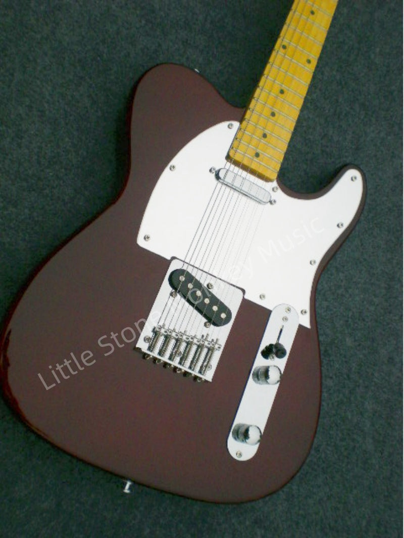 Factory Customized  Navy  Electric Guitar with Tele Electric Guitar Wine Red Color Maple Fretboard Double Binding 22 Frets  193#