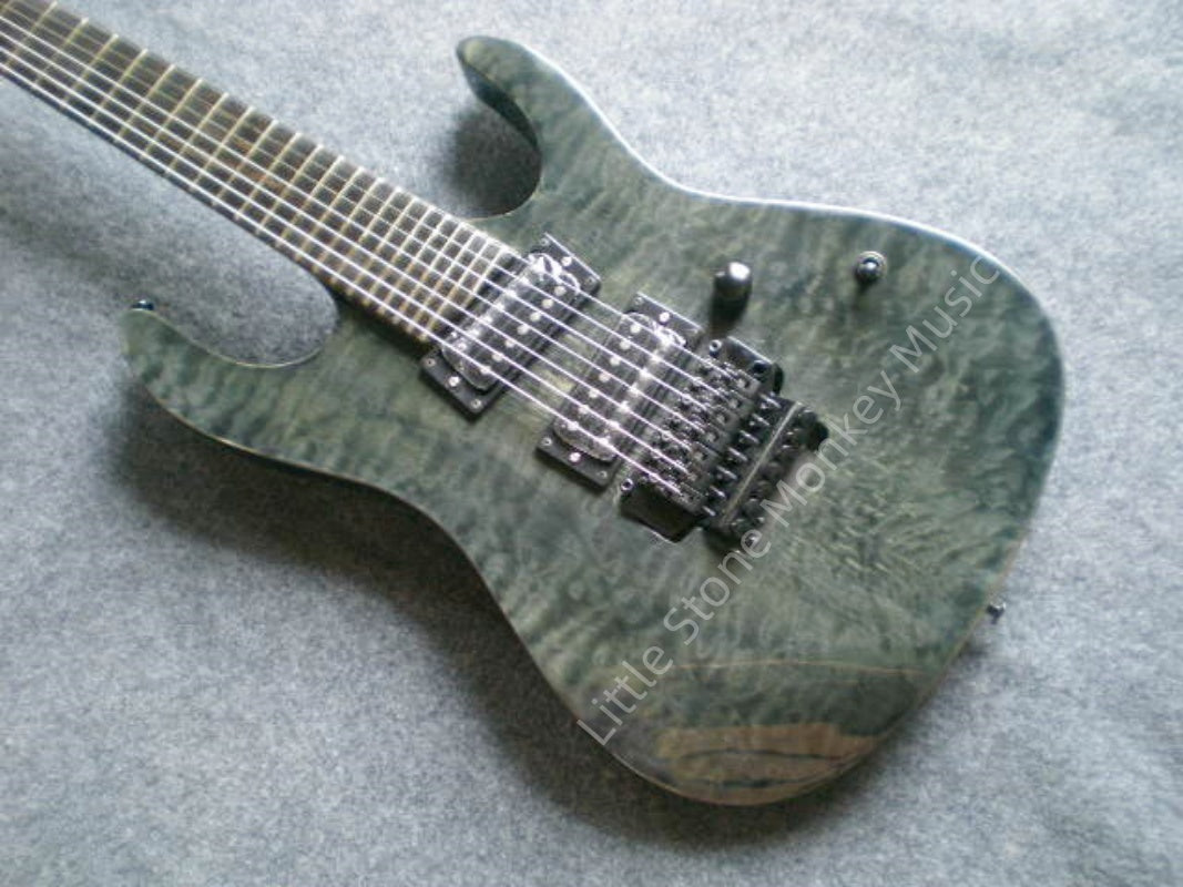 7 String RG Style Electric Guitar Transparent Grey Quilted Maple Top  Lba  RG Z38#