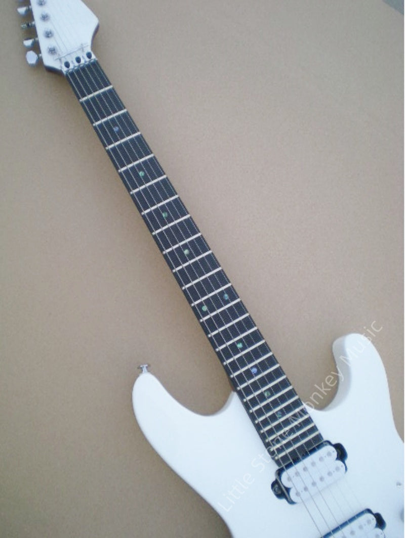 White Soloist Style Double Lock Tremolo Electric Guitar HH Humbucker Heavy Metal Guitar  JS  Z26
