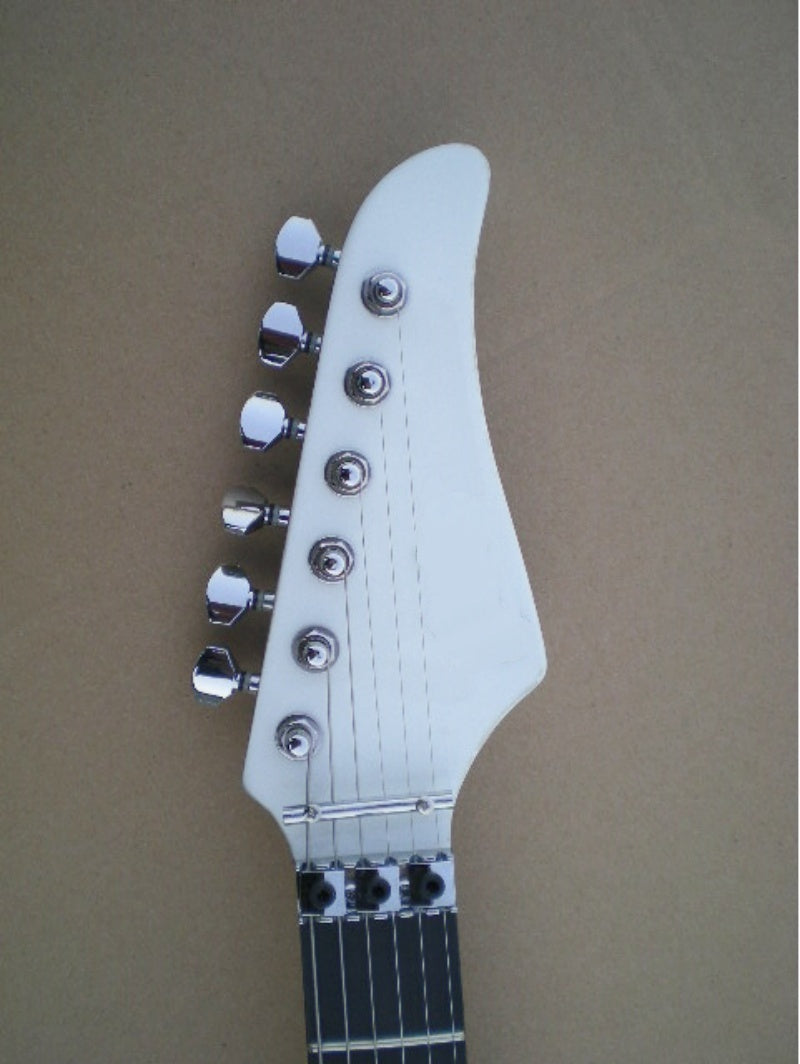 White Soloist Style Double Lock Tremolo Electric Guitar HH Humbucker Heavy Metal Guitar  JS  Z26