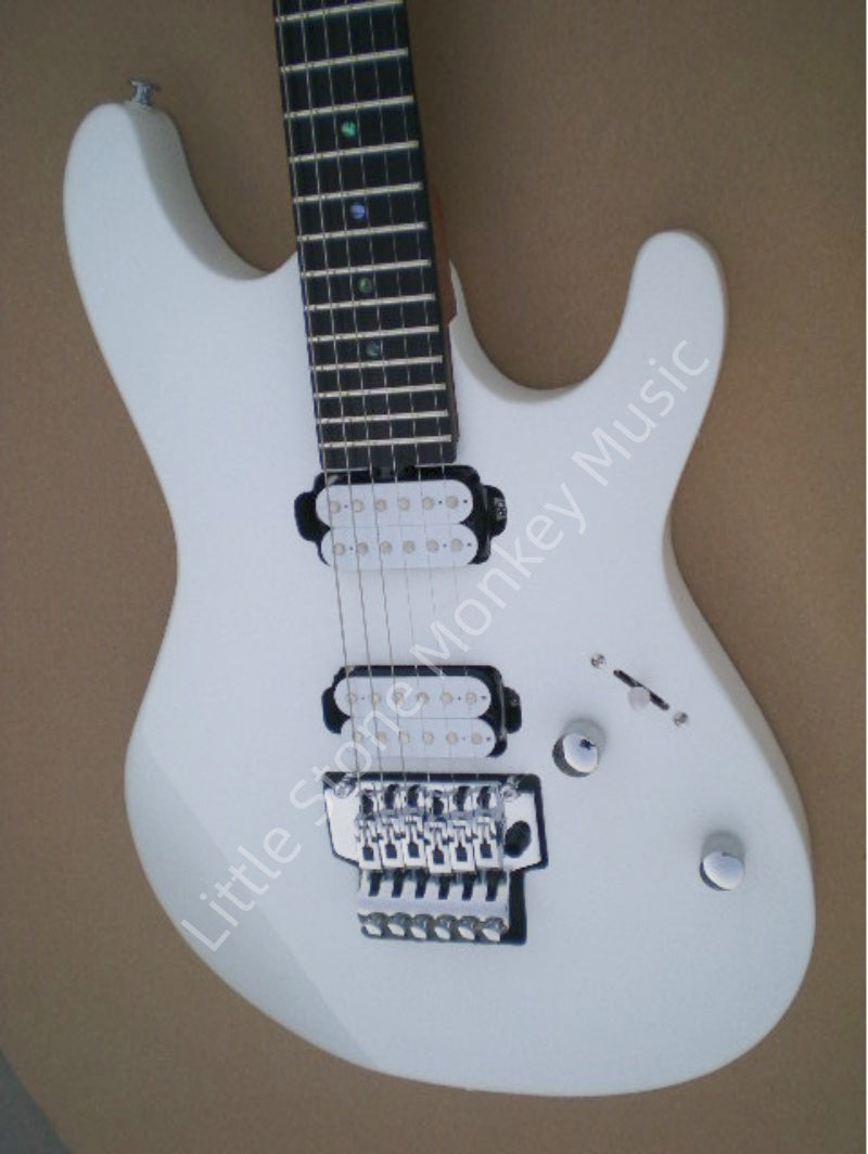 White Soloist Style Double Lock Tremolo Electric Guitar HH Humbucker Heavy Metal Guitar  JS  Z26