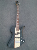 Customize High Quality Irregular Bass Mockingbird Style 4 String Electric Bass Guitar Trans Black Quilted Maple Center Top PJ Pickups Cloud Inlay Heavy Metal Solid Bass BC   Special Design