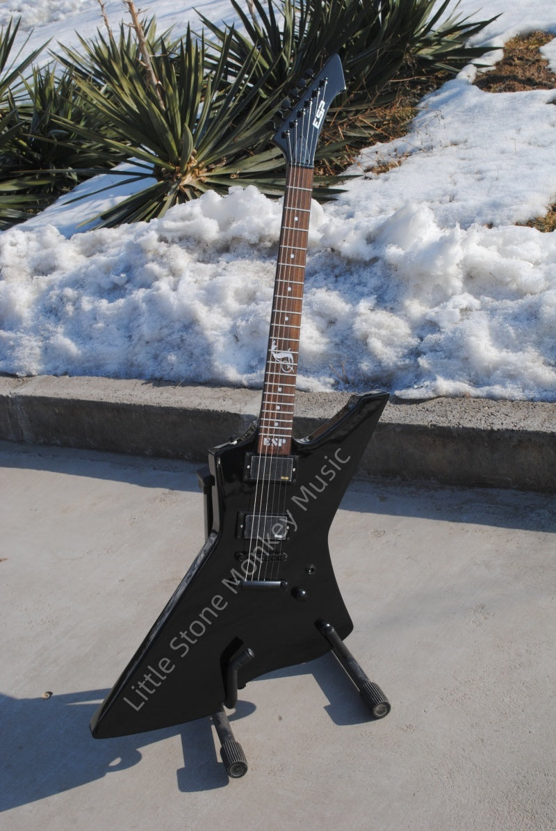 Black Glossy Electric Guitar 6-String Customize  High Quality irregular Guitar